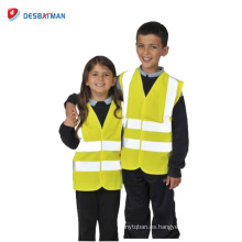 Chaleco de seguridad para niños pequeños Hi Vis High Viz Chaleco de niños Visibilidad Chaqueta reflectante para niños Bright Amarillo fluorescente